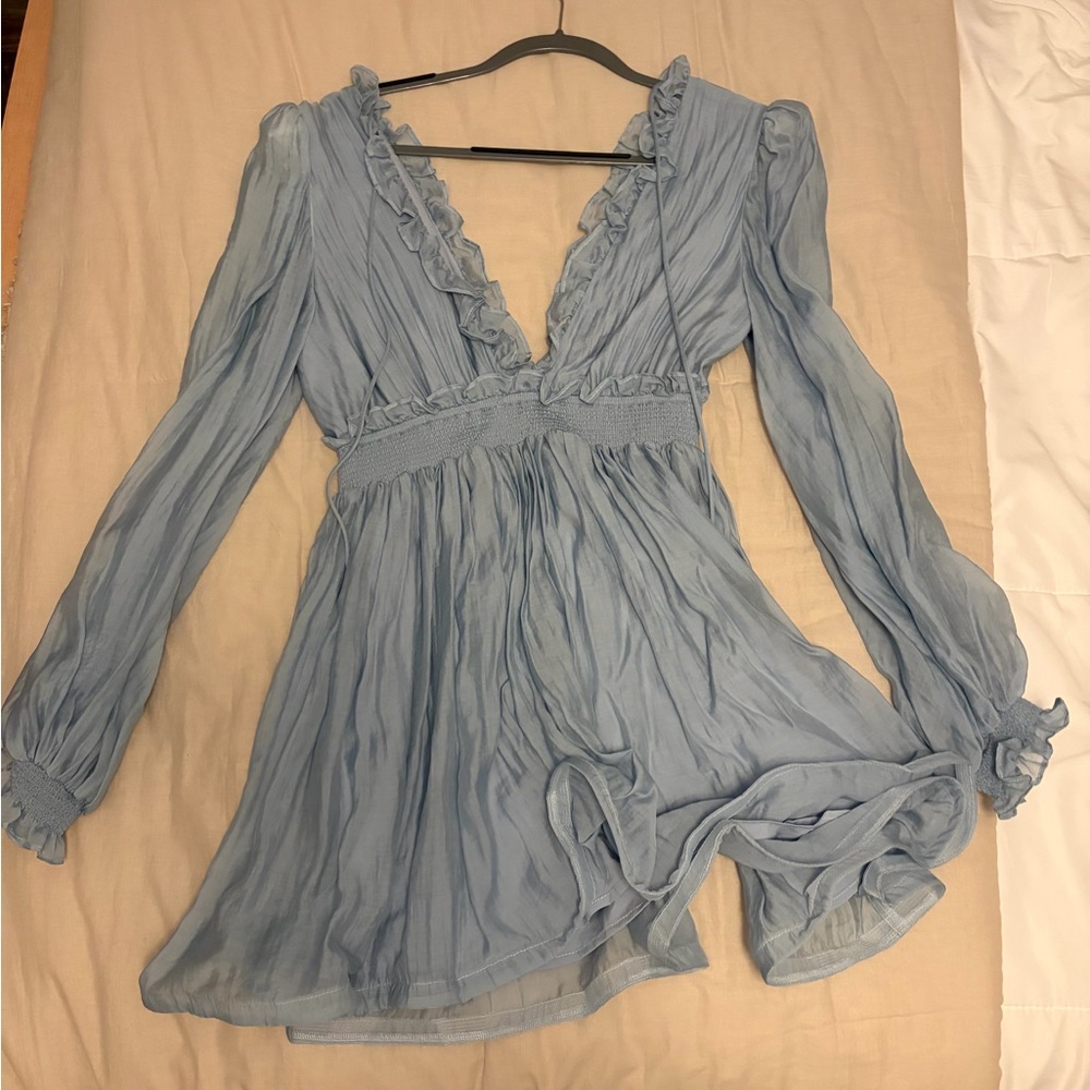 Hello Molly Light Blue Long Sleeve Dress